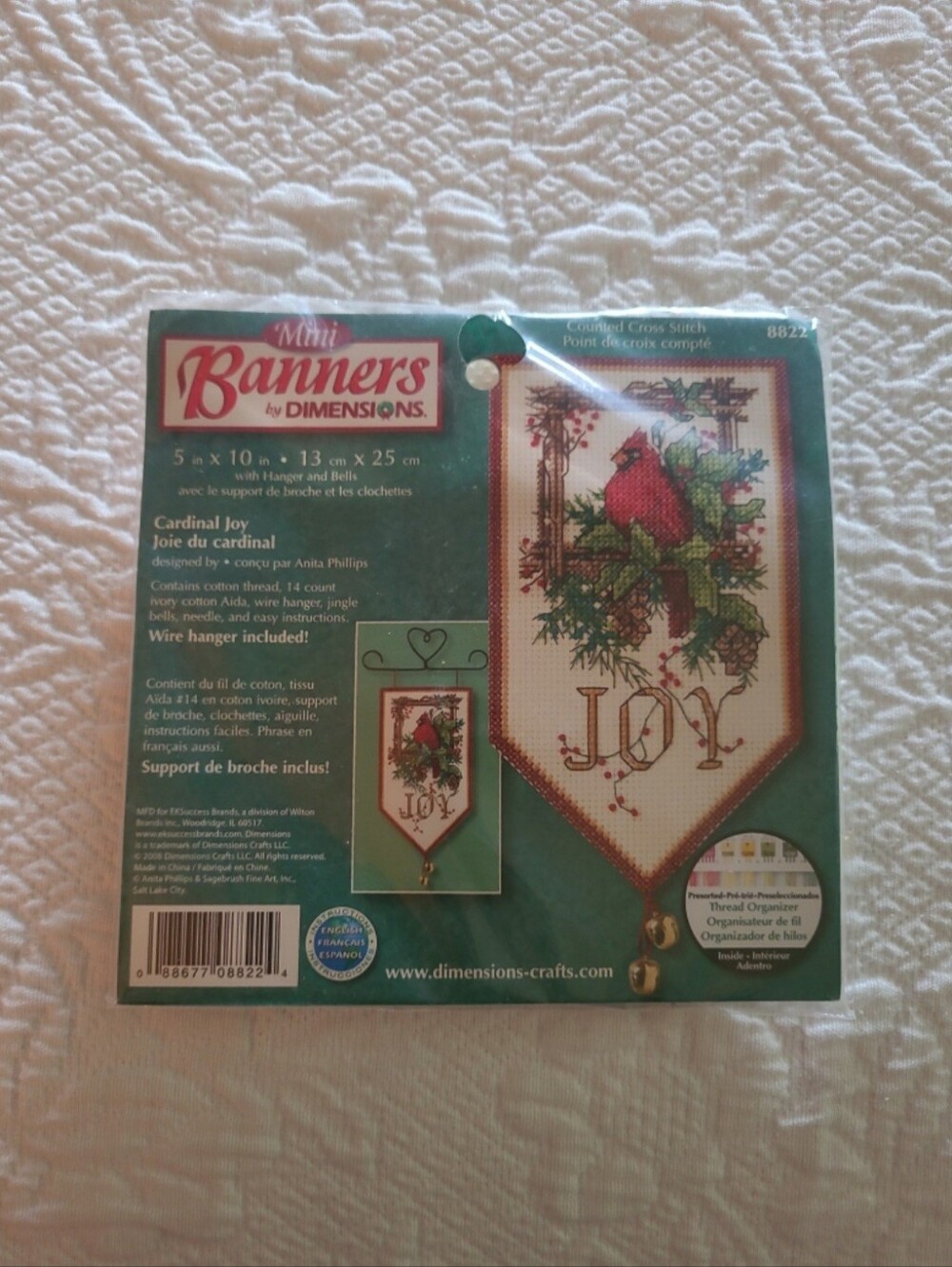 Counted Cross Stitch Cardinal Joy Mini Banner Kit 2008 by Dimensions 5x10 inches